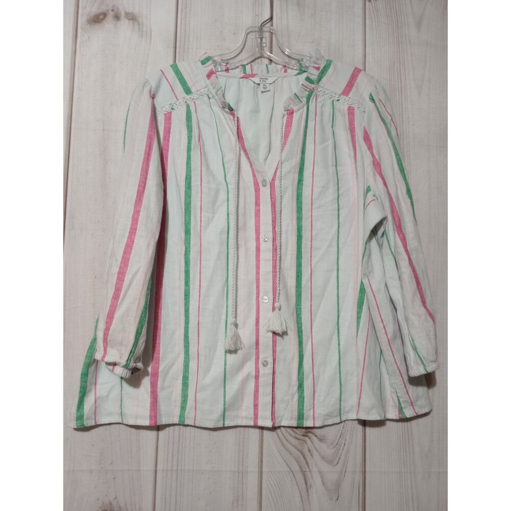Crown and Ivy‎ Shirt Ladies Petite Large White Long Sleeve